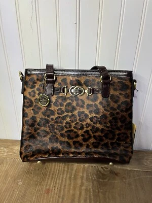 Patricia Nash Leopard Lundy Leather Convertible Crossbody Tote 10th Anniversary - Image 1 of 4