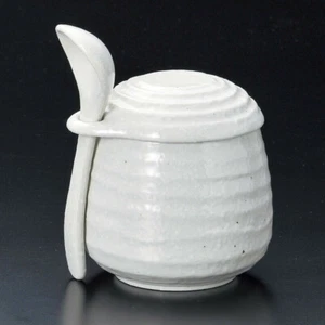 Chawanmushi bowl with spoon 280ml Mino ware Steamed egg custard Kohiki White 772 - Picture 1 of 7