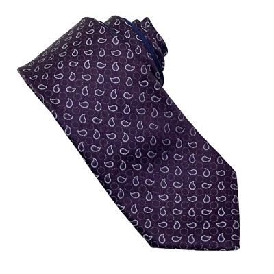 Corbata para hombre Saks Fifth Avenue púrpura gris seda cachemira Foto 1 de 4