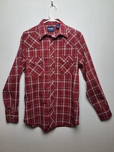 Wrangler - Mens' Western Pearl Snap Shirt - Red/White Plaid (M) - Pre-Owned - Picture 1 of 7