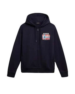 Sweatshirt Napapijri Felpa Hoodie Man Cotton Blue Navy - Picture 1 of 2