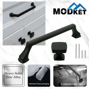 Solid Matte Black Modern Cabinet Pulls Knobs Handles Kitchen Bathroom Drawers - Picture 1 of 11