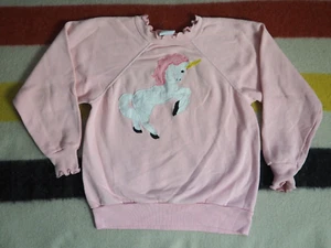 VTG 80s Fantasy Unicorn Light Pink Sewn Art Fairy Pullover Sweatshirt Youth L - Picture 1 of 6