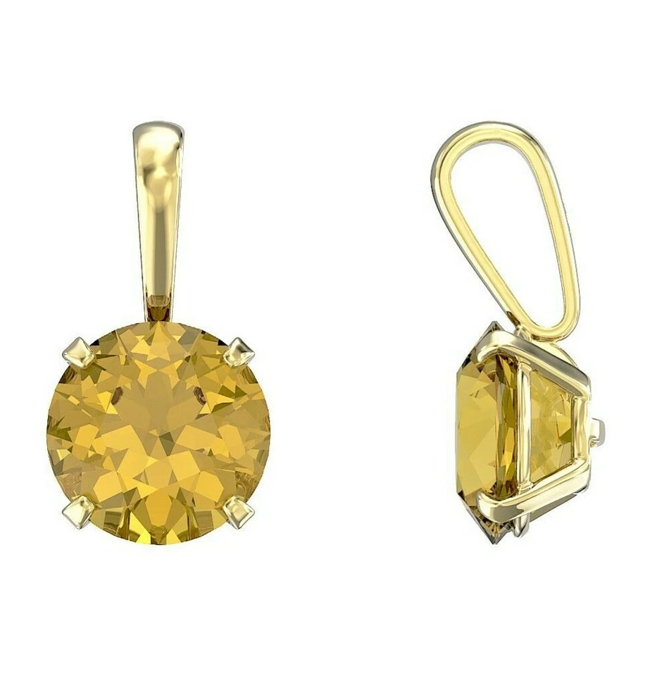 Citrino Ciondolo E Orecchini Set Solido Oro Giallo Solitario 45.7cm Catena - Immagine 1 di 3