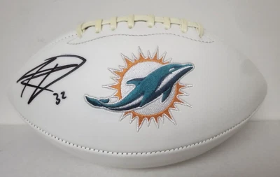 KENYAN DRAKE MIAMI DOLPHINS SIGNED AUTOGRAPHED WHITE PANEL FOOTBALL JSA * - Image 1 of 4