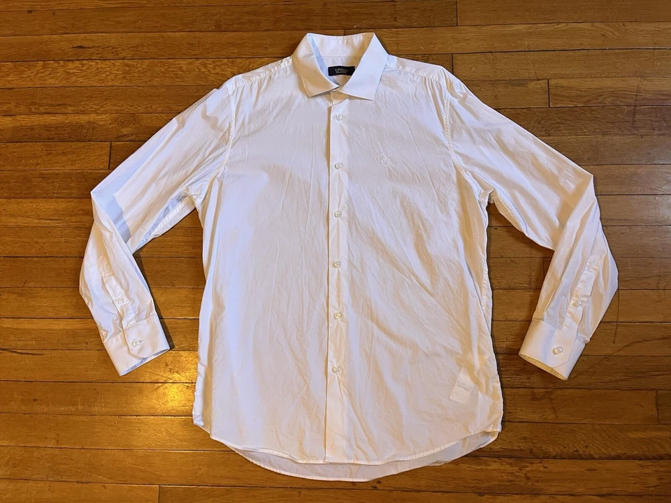 Camisa de vestir Roberto Cavalli Class manga larga para hombre 17 43 blanca Foto 1 de 4