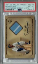 PSA 8 Ernie Banks 2001 UD Hall Of Famers #SJ-EB Card CPRSTN.COLL.Jersey-Auto