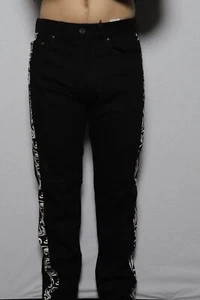 Versace Men's White Printed Denim Jeans Black Baroque Print 2017 Sz 32 Finn Fit - Picture 1 of 7