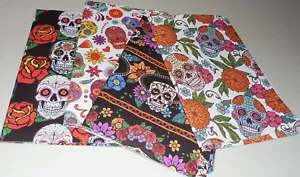 12pc Gothic Gift Wrap Paper Sugar Skulls 4 designs 3 each 26"x20" Thick Folded - Picture 1 of 9