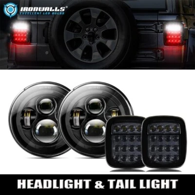 Juego de luces traseras LED redondas de 7" ahumadas para Jeep Wrangler TJ CJ 1976-2006 Foto 1 de 4