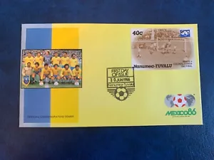 TUVALU NANUMEA 1986 FDC WORLD CUP FOOTBALL WINNERS 1962 BRAZIL CZECHOSLOVAKIA - Picture 1 of 1
