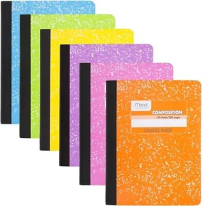 Mead Composition Notebooks, 6 Pack, College Ruled Paper, 7-1/2" x 9-3/4", 100 Sh - Picture 1 of 3