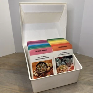 Vintage 70s Betty Crocker STEP BY STEP Recipe Index Cards w/ White Box 1975 - Imagen 1 de 18
