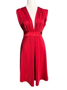 Vtg Mystic Red Sleeveless Fit & Flare Babydoll Dress Women's Sz M - Picture 1 of 17