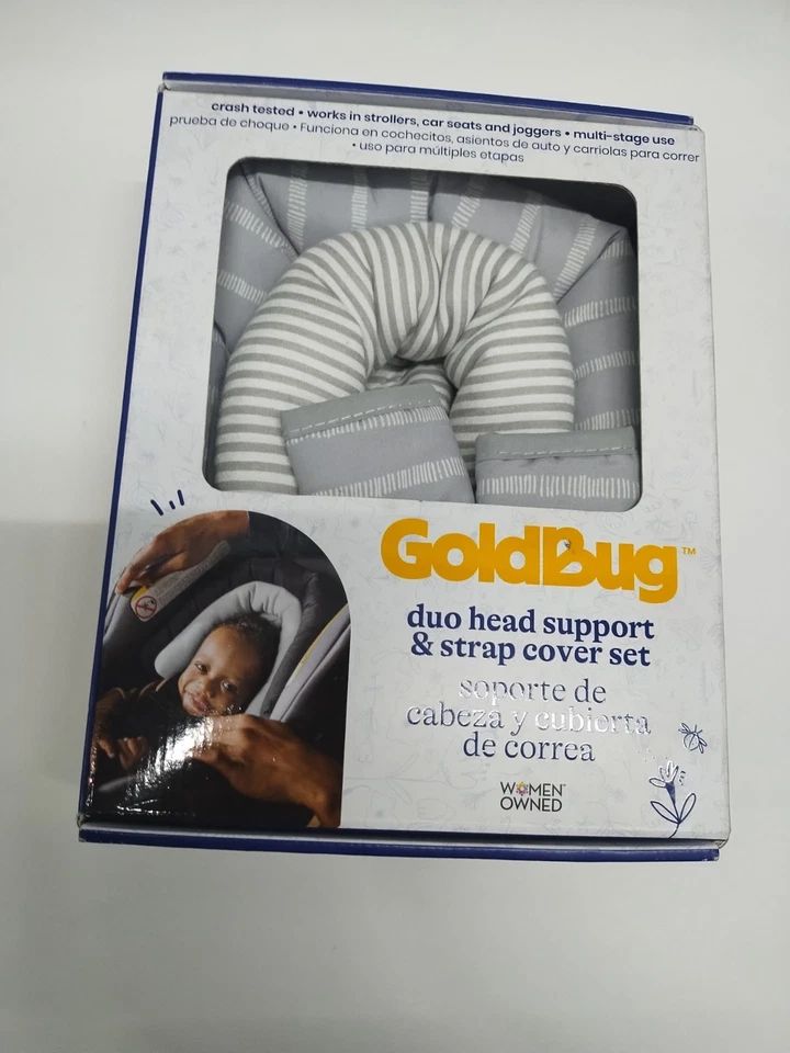 Goldbug 2 en 1 Soporte de Cabeza Infantil Blanco y Gris Inserto Infantil Extraíble Foto 1 de 4