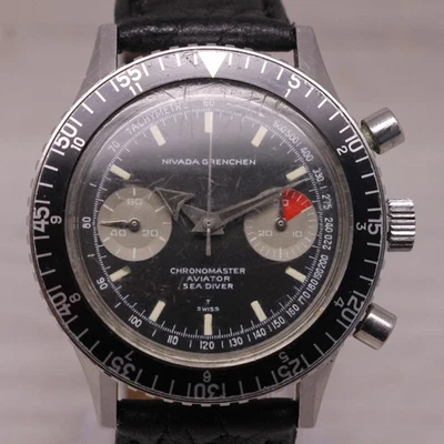 Vintage Nivada Grenchen Chronomaster Mens 39mm Steel Watch Valjoux 23 ref 85004 - Image 1 of 4