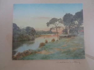 Framed & Matted WALLACE NUTTING Signed TINTED ART PRINT - 8-1/2" x 7-1/4" - Picture 1 of 4