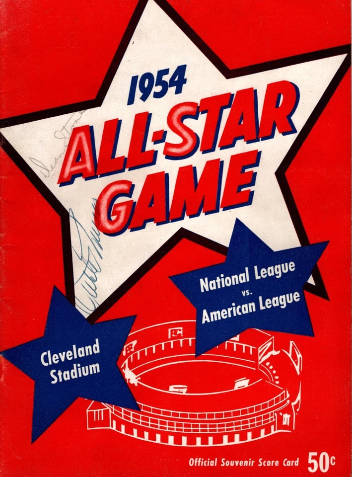 1954 Baseball All Star Game Program Signed by Spahn Minoso and WP Dean Stone - Image 1 of 4