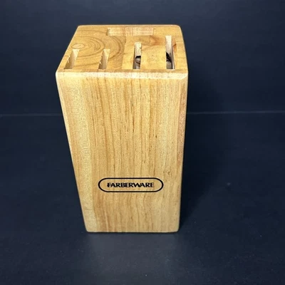 Farberware Pequeño 5" Cuchillo de Madera Bloque 5 Ranuras Soporte de Madera Cuchillos para Carne Tijeras Foto 1 de 4