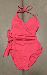 Vince Camuto Swim NEW 1 Pc Halter Wrap Dragon Fruit Swimsuit NWT Hot Pink Size 6 - Picture 1 of 14