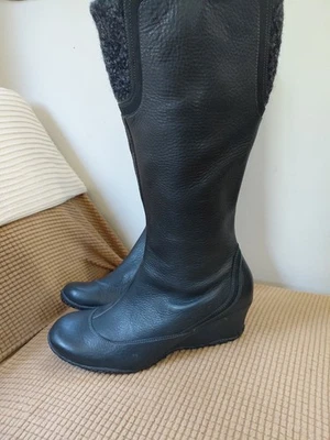 Nuevas Botas Merrell Mujer 9.5 Negras Larkspur Redwood Lana Cuero Cremallera Lateral Cuña Foto 1 de 4