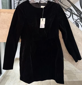 Neu mit Etikett!! Schwarzes Samtkleid mit Biesen Größe 8 Stil B1749 RN # 167084 Urlaub - Bild 1 von 9