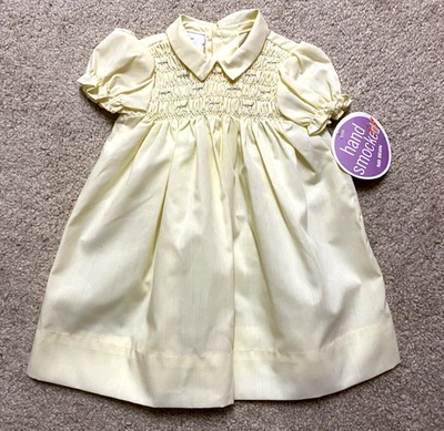 Vestido Vintage Polly Flinders Bebé Niñas Calado Amarillo Pálido Talla 6 Meses Nuevo Foto 1 de 3