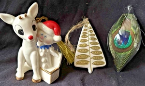 Lotto 3 Addobbi Albero di Natale Assortiti Rudolph Charlie/Scatola-Pavone-Albero MCM - Foto 1 di 9