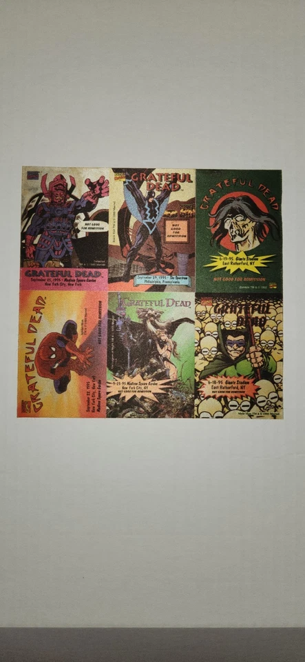 Grateful Dead Backstage Pass PRUEBA Set MARVEL Jerry Garcia Juegos Sin Cortar.  Foto 1 de 4