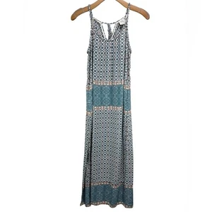Knox Rose Boho Bohemian Braided Strap Tie Back Maxi Dress w Pockets Size Large - Picture 1 of 9
