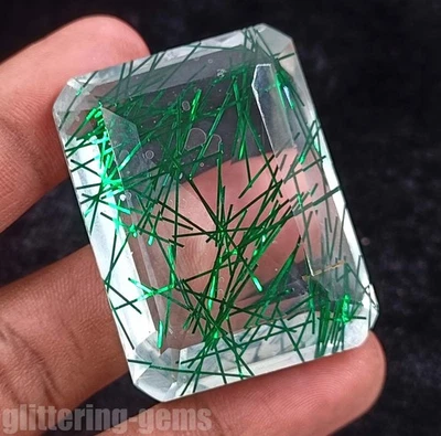227.15 Ct Green Rutilated Quartz Emerald Cut 35x14mm IGL Natural Gems 5ADX - Image 1 of 4