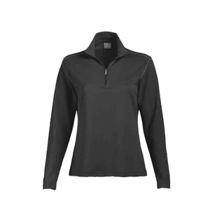 Page & Tuttle Contrast Stitch Quarter Zip Layering Pullover Womens Black Casual - Picture 1 of 2
