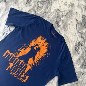 DisneyLand Paris Indiana Jones Blue Spell Out Tshirt Tee Disney WDW Top XL - Picture 1 of 10