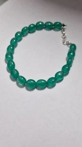 Esmeralda Verde Berilio Gema 925 Plata de Ley 8" Cuerda Joyería Brazaletes - Imagen 1 de 8
