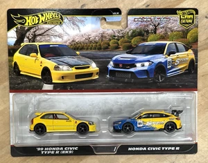 Paquete de 2 Honda Civic Type R EK9 y cuchara FL5 Hot Wheels Premium Car Culture '99 - Imagen 1 de 2