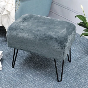 Modern Faux Fur Ottoman Footrest Stool Foot Rest Small Chair Seat Sofa Couch - Picture 1 of 28