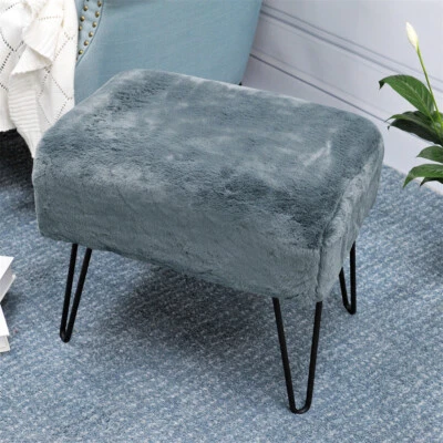 Modern Faux Fur Ottoman Footrest Stool Foot Rest Small Chair Seat Sofa Couch - Image 1 of 4