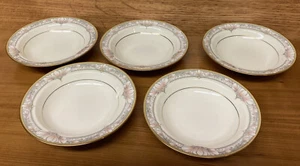 Noritake Barrymore Bone China 9737  5 Rimmed 6" Fruit Dessert Bowls Pristine - Picture 1 of 4