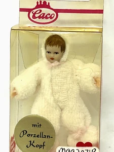 mini baby white 1980s german Puppenstuben caco porcelain head flexible doll /box - Picture 1 of 6