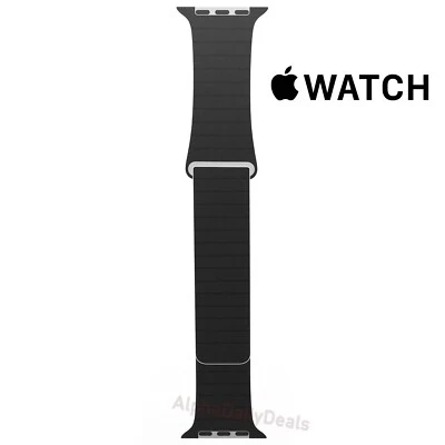 Apple Watch genuíno 44mm 42mm Series 6 5 4 3 2 SE pulseira de couro preta grande - Imagem 1 de 4