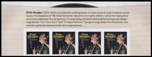 US 5708a Music Icons Pete Seeger imperf NDC header strip 4 MNH 2022 - Picture 1 of 1