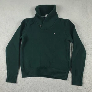 Tommy Hilfiger Sweater Boys Medium Green Shawl Collar Pullover Sweatshirt Kids - Picture 1 of 9