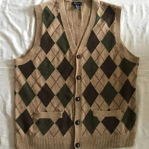 LAND' END MEN'S VEST BROWN WOOL BLEND 3XL EU XL US - Picture 1 of 14