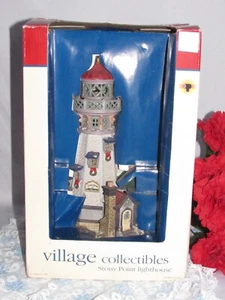 NEW LEMAX 2002 STONY POINT LIGHTHOUSE WITH ROTATING LIT BEACON ITEM # 25677W - Picture 1 of 8