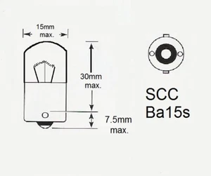12 volt 10 watt SCC Ba15s classic car side & tail lamp bulb 245T (Box of 10) - Picture 1 of 5