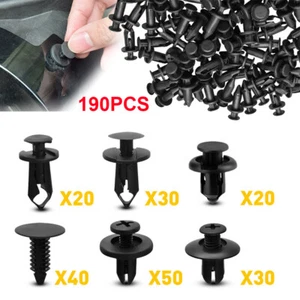 190PCS Car Clips Car Body Fastener Plastic Trim Push Rivet Panel Fender Retainer - Picture 1 of 9