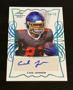 CADE JOHNSON auto 2021 Leaf Trinity #d /50 South Dakota State - Picture 1 of 2