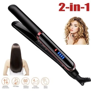 2in1 Profi Keramik Curl Straight Lockenstab Haarglätter Glätteisen Lockenwickler - Bild 1 von 12