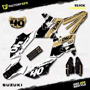 White & Gold Slick Polisport Restyle Graphics Kit fits Suzuki Drz400 Drz400sm - Foto 1 di 8