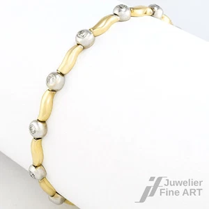 Bracciale 585/14K Oro Giallo/Oro Bianco - Brillanti Circa 1 CT Tw / Si-P - 10,9g - Foto 1 di 4